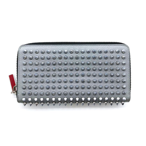 Christian Louboutin round zip long wallet grey leather - Picture 2 of 5